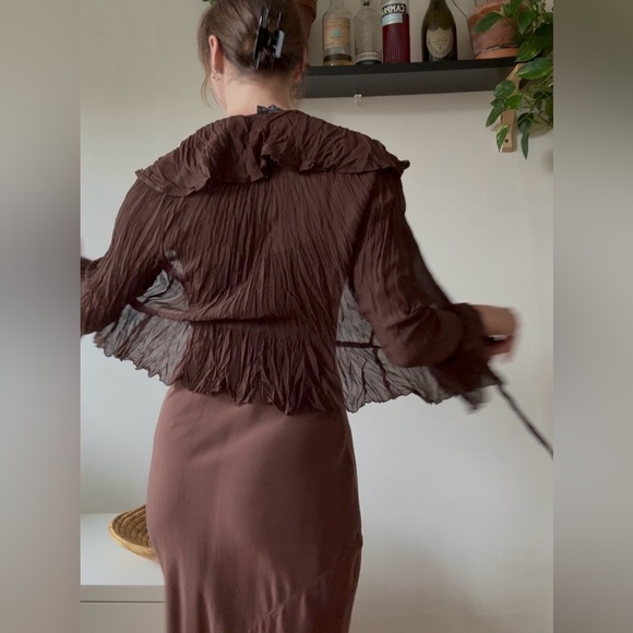 Vintage Clientèle Sheer Ruffle Tie-Front Blouse – Made in Canada (Fits S) - Picture 3 of 6